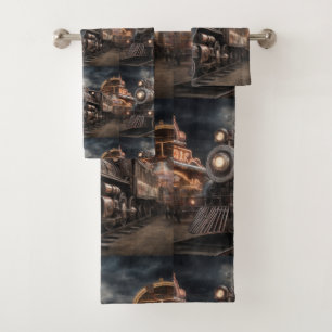 Train Locomotive Steam Engine Boys Towel Set