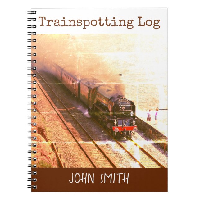 Train log, classic steam loco Tornado, your name Notebook (Front)