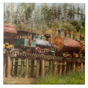 Train - Logging - The morning dump 1890 Ceramic Tile