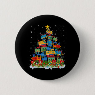 Train Lover Xmas Tree Santa Christmas Train 6 Cm Round Badge