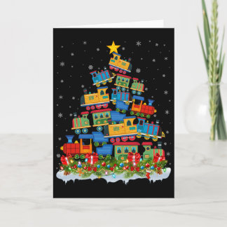 Train Lover Xmas Tree Santa Christmas Train  Card