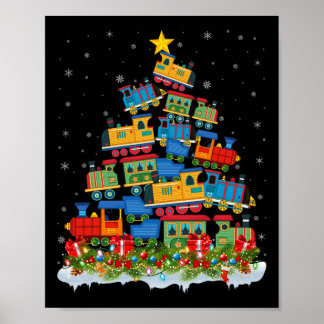 Train Lover Xmas Tree Santa Christmas Train  Poster