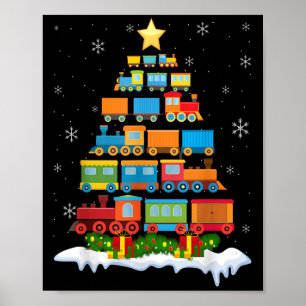 Train Lover Xmas Tree Santa Christmas Train  Poster