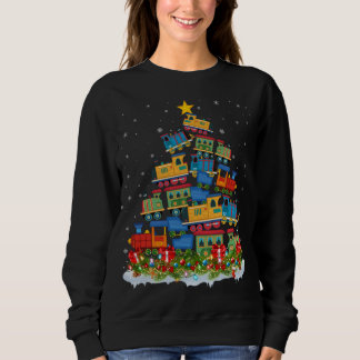 Train Lover Xmas Tree Santa Christmas Train Sweatshirt