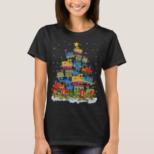 Train Lover Xmas Tree Santa Christmas Train T-Shirt