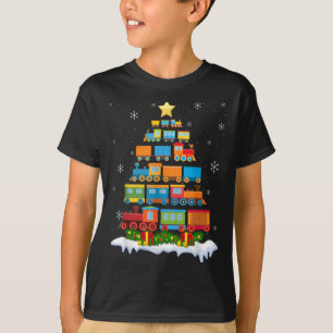 Train Lover Xmas Tree Santa Christmas Train  T-Shirt