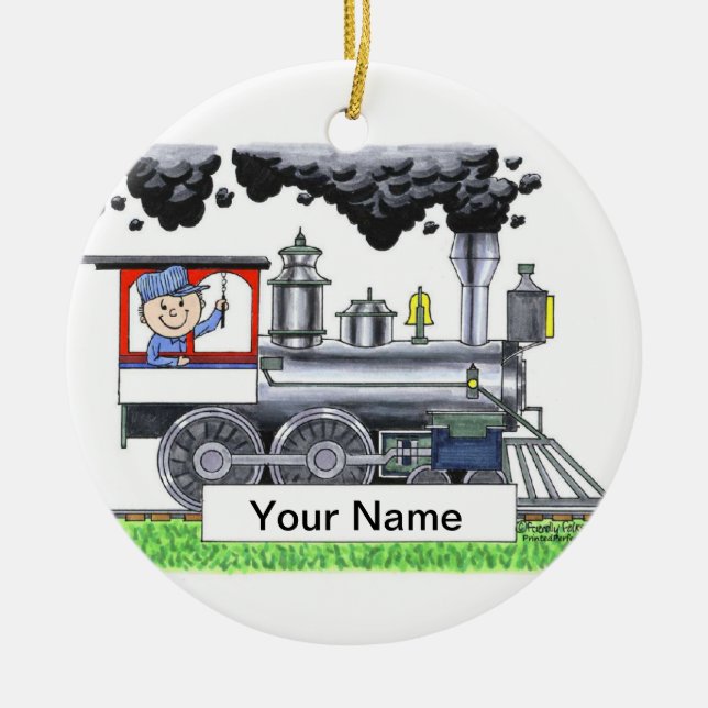 Train - Male Ceramic Tree Decoration (Front)