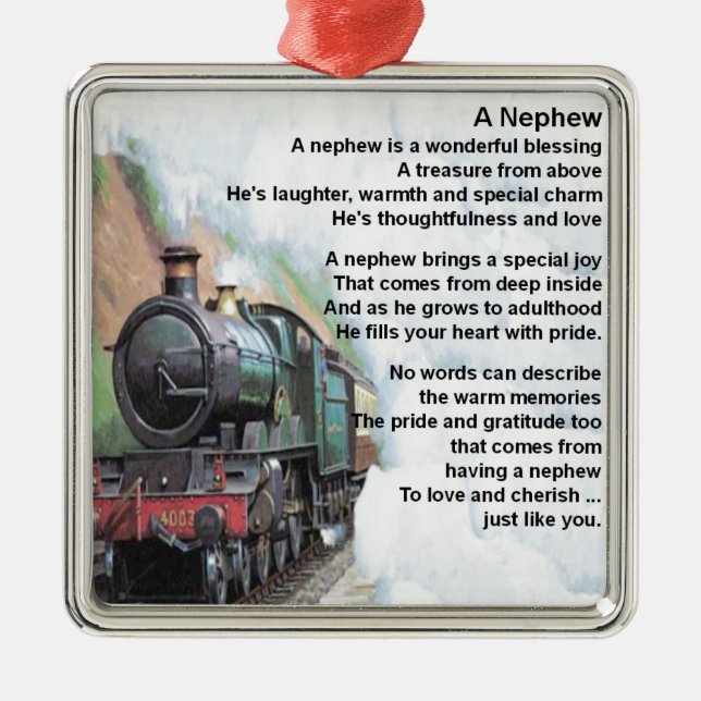 Train - Nephew Poem Metal Ornament (Front)
