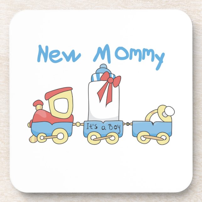 Train New Mummy It's a Boy Gifts Coaster (Front)