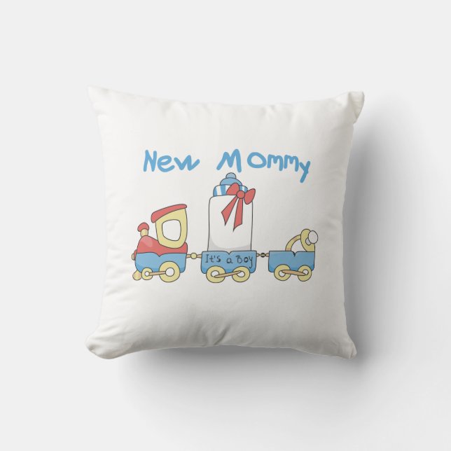 Train New Mummy It's a Boy Gifts Cushion (Front)