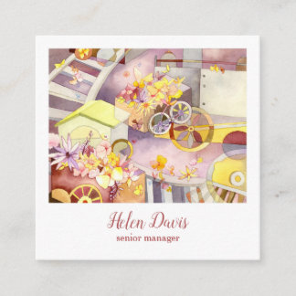 Train of Flowers Creative Square Business Card