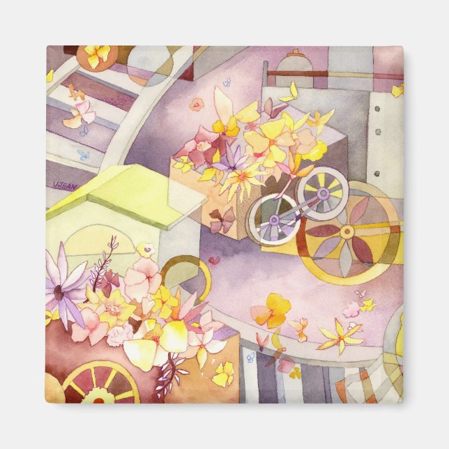 Train of Flowers Magnet (Front)