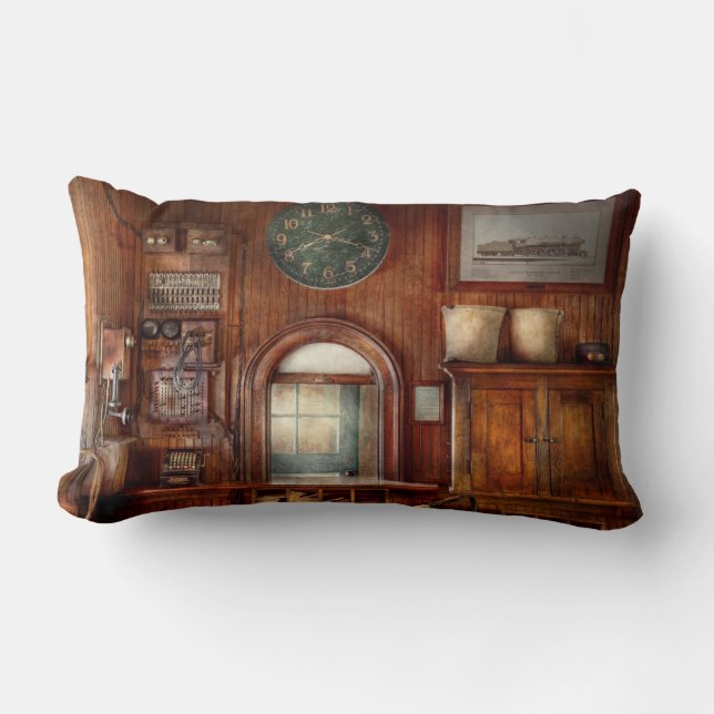 Train - Office - The ticket takers window Lumbar Cushion (Front)