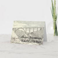 Train on a Rail Bridge, Vintage Look Birthday