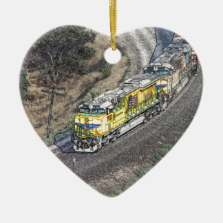 Train on the Tehachapi Loop Ceramic Ornament