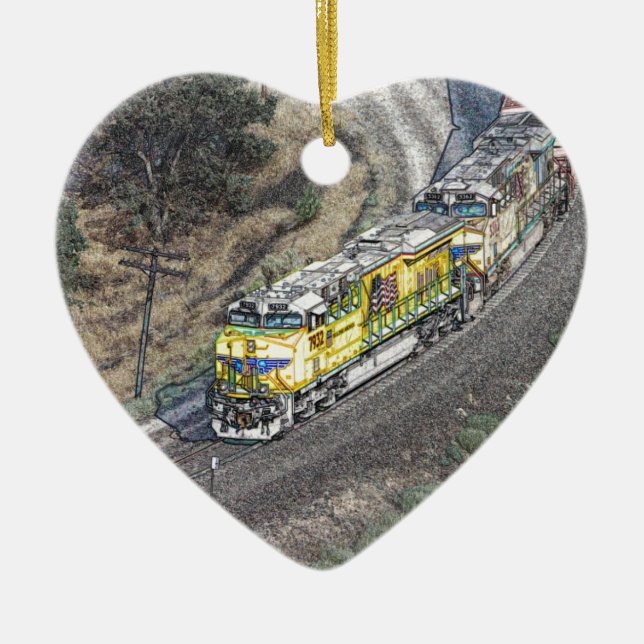 Train on the Tehachapi Loop Ceramic Ornament (Front)