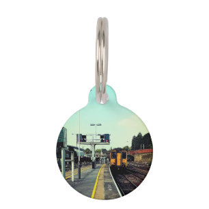 Train on the tracks pet tag