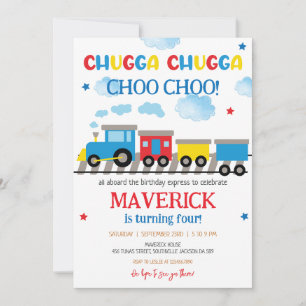 Train Party Kids Boy Birthday Invitation