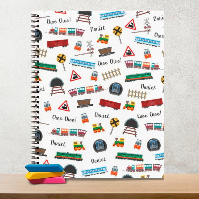 Train Pattern Little Boy First Name Choo Choo Kids Notebook (Creator Uploaded)
