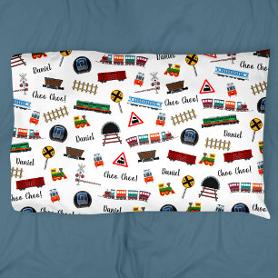 Train Pattern Little Boy First Name Choo Choo Kids Pillowcase