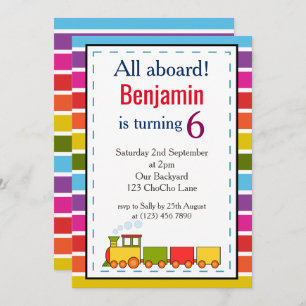 Train Personalised Any Age Birthday Invitation