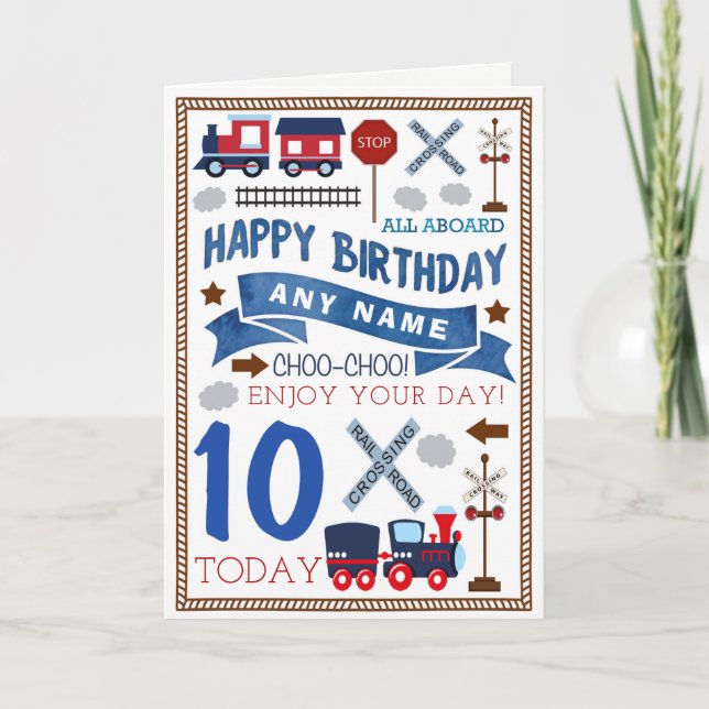 Train Personalised Birthday Card (Front)