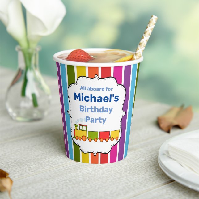 Train Personalised Birthday  Paper Cups (Insitu)