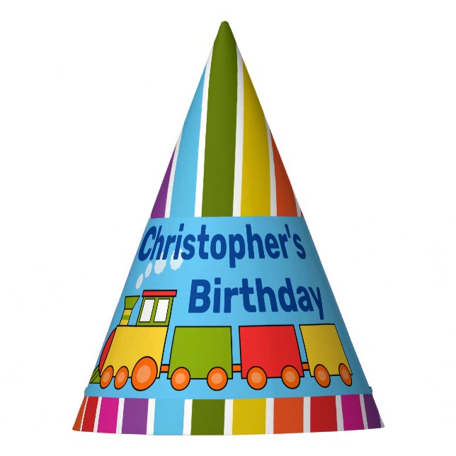 Train Personalised Birthday Party Hat (Front)