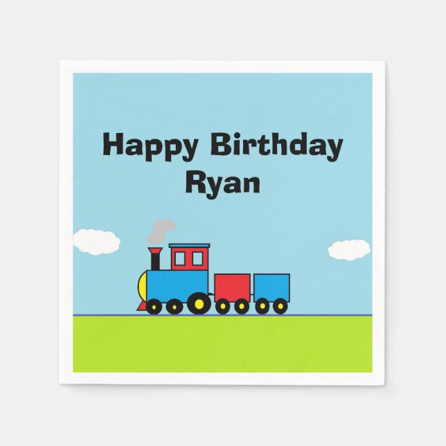 "Train" Personalised Paper Napkins (Front)