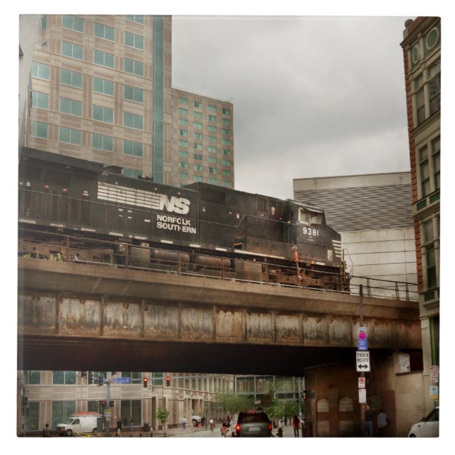 Train - Pittsburg Pa - The industrial city Ceramic Tile (Front)