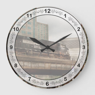 Train - Pittsburg Pa - The industrial city Large Clock