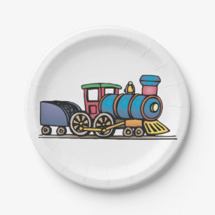 Train Pulling Coal Paper Plate