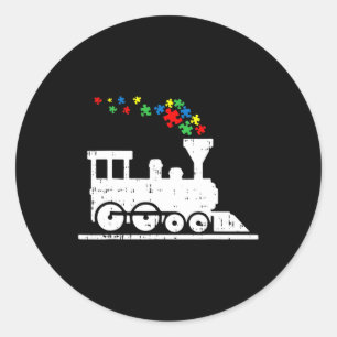 Train Puzzle Piece Autism Awareness Cute Boys Kids Classic Round Sticker