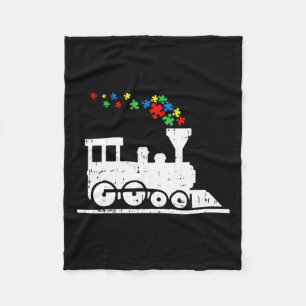 Train Puzzle Piece Autism Awareness Cute Boys Kids Fleece Blanket
