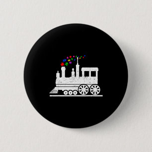 Train puzzle piece autism awareness month kids boy 6 cm round badge