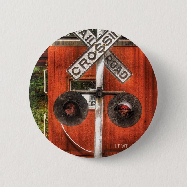 Train - RailRoad Crossing 6 Cm Round Badge (Front)