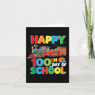 Train Railroad Happy 100th Day Of School Kids Boys Card