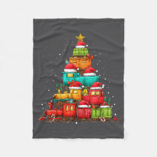 Train Railroad Locomotive Christmas Tree Xmas Hat  Fleece Blanket