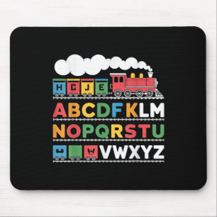 Train Railroad Lover Abc Alphabet A-z Abcs Kinderg Mouse Pad