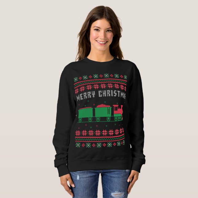 Train Railroad Ugly Christmas Sweater (Front Full)