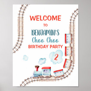 Train Railroad Vintage Rail Boy Birthday Welcome Poster