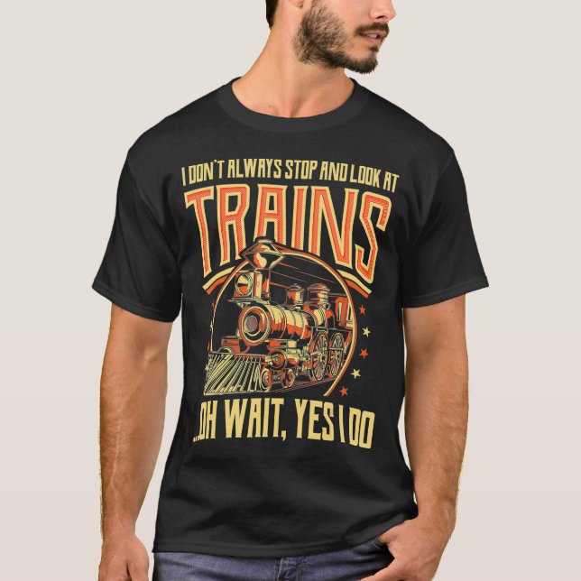 Train Railroad Vintage Train  Funny Train T-Shirt (Front)