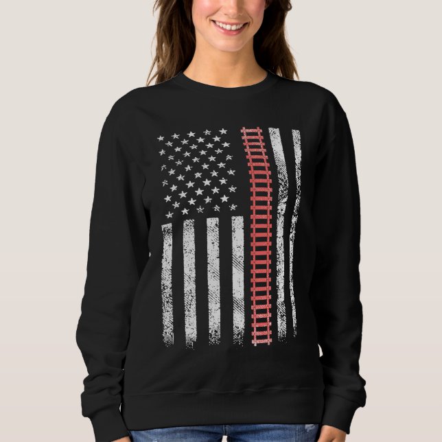 Train Railway Fan Railfan Model Railroad USA Ameri Sweatshirt (Front)