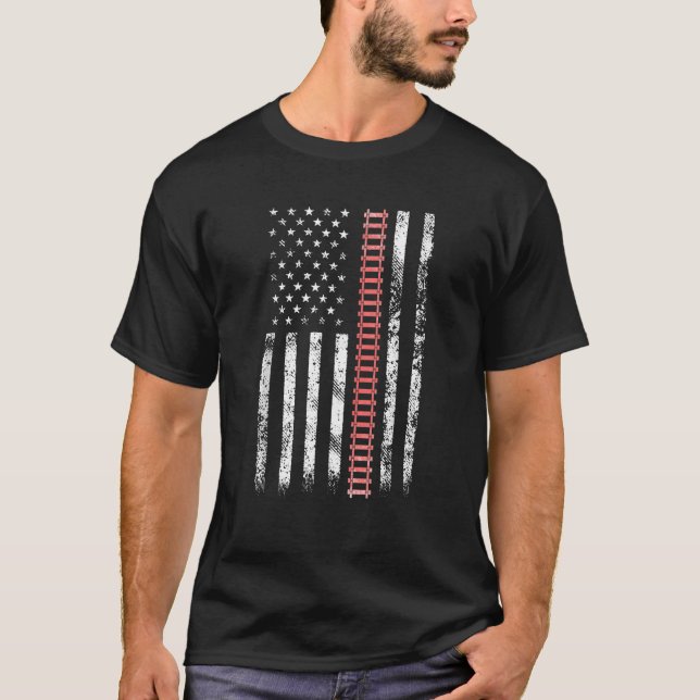 Train Railway Fan Railfan Model Railroad USA Ameri T-Shirt (Front)