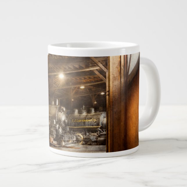 Train - Ready in the roundhouse Large Coffee Mug (Front Right)