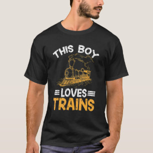 Train Retro Engine Model Railroad  This Boy Loves  T-Shirt
