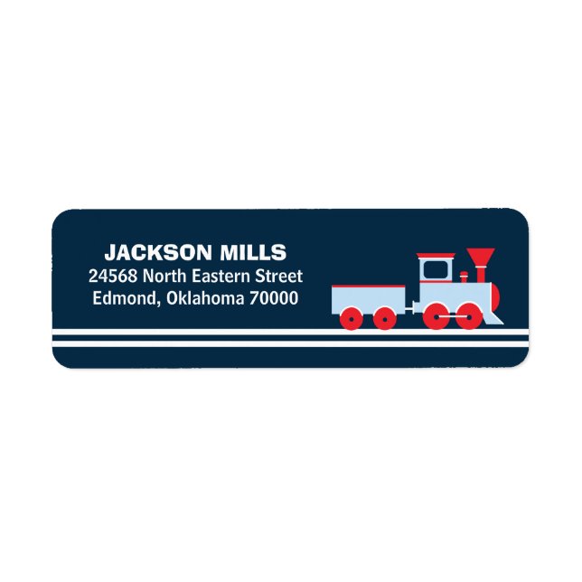 Train Return Address Label, Birthday Party Label (Front)