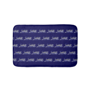 Train Ride (blue background) Bath Mat