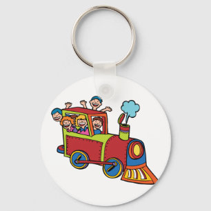 Train Riders Cartoon Key Ring