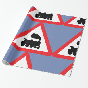 Train Road Sign Wrapping Paper